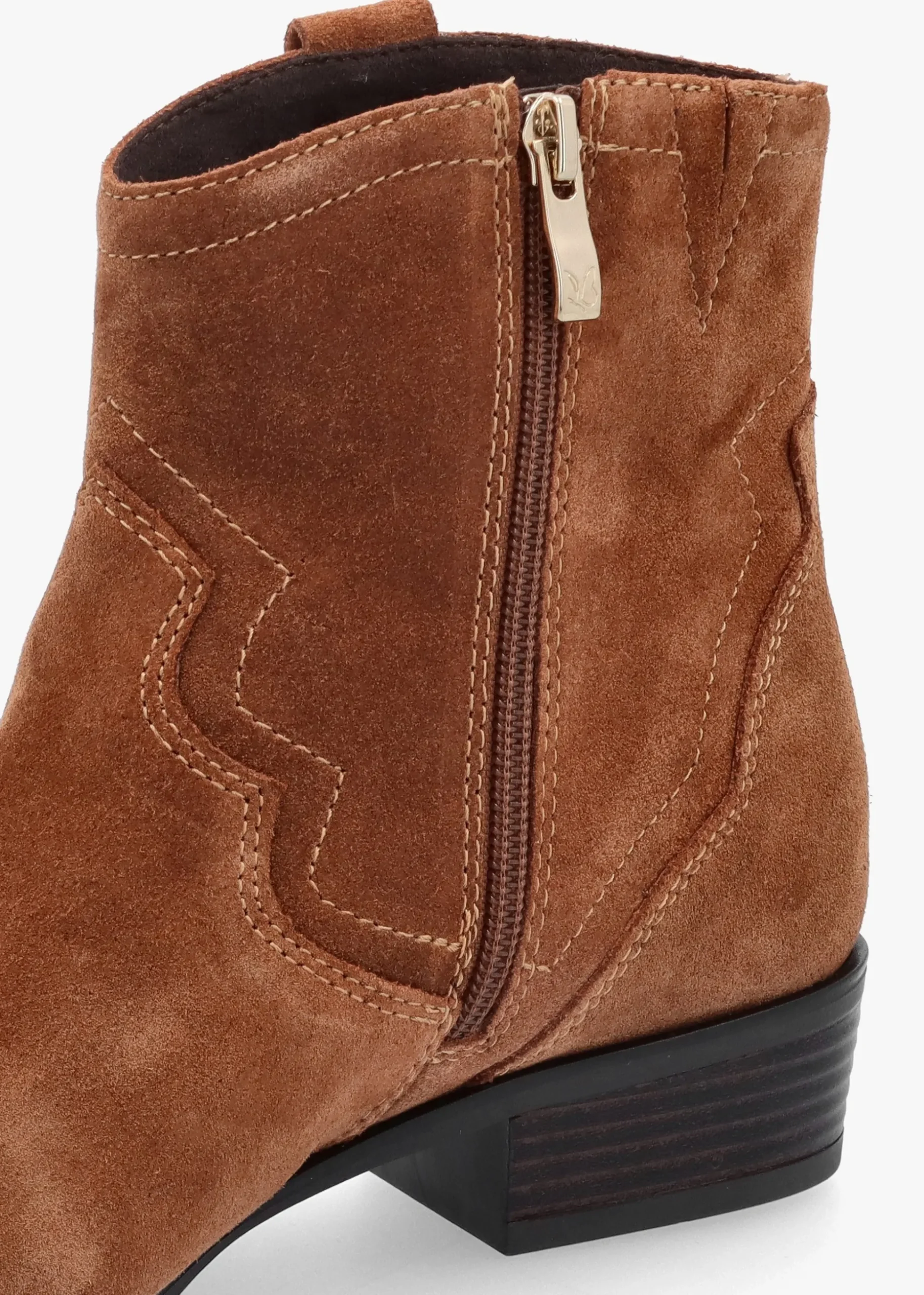 Tan Suede Western Ankle Boots