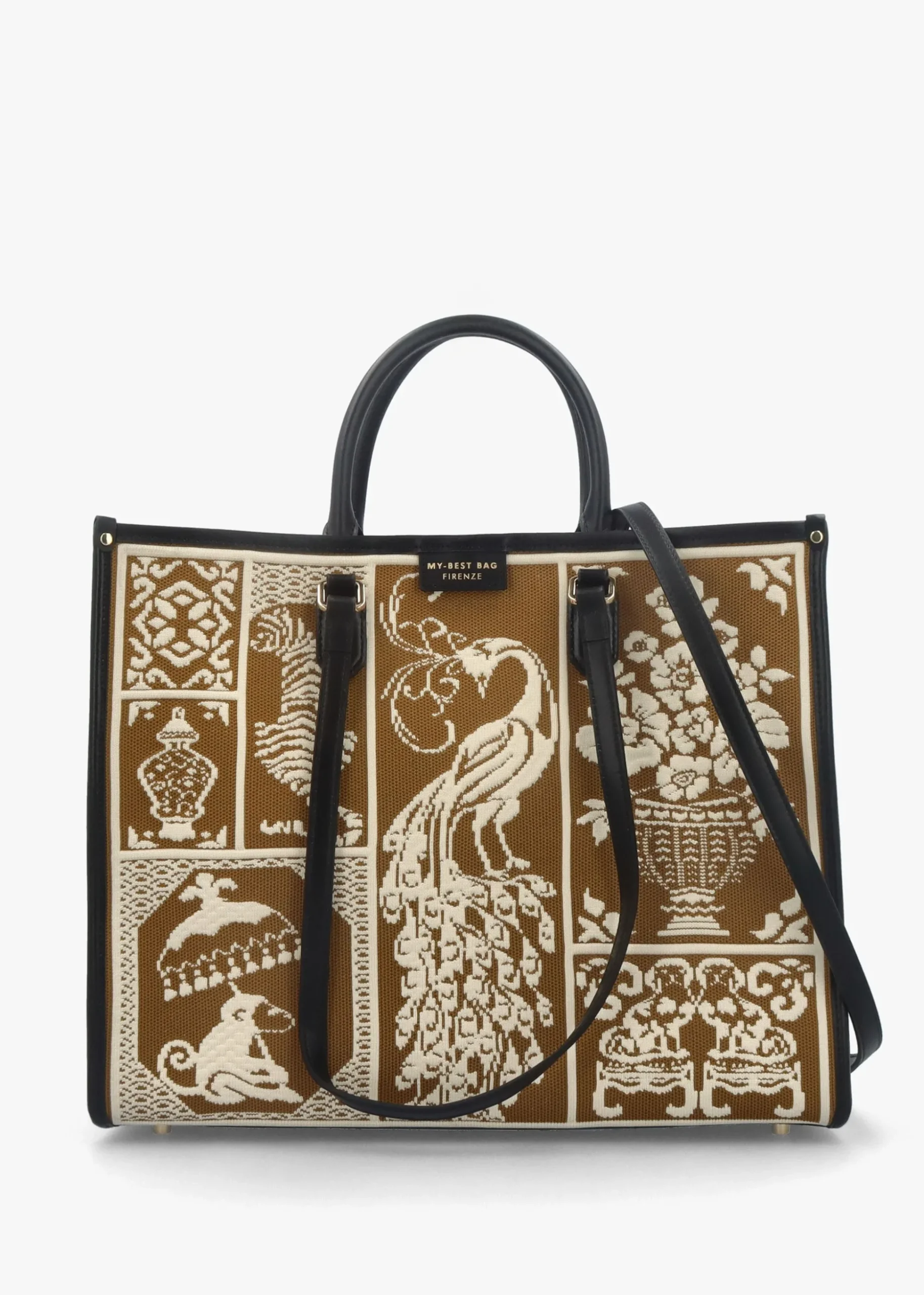 Tan Tapestry Tote Bag
