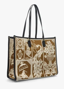 Tan Tapestry Tote Bag