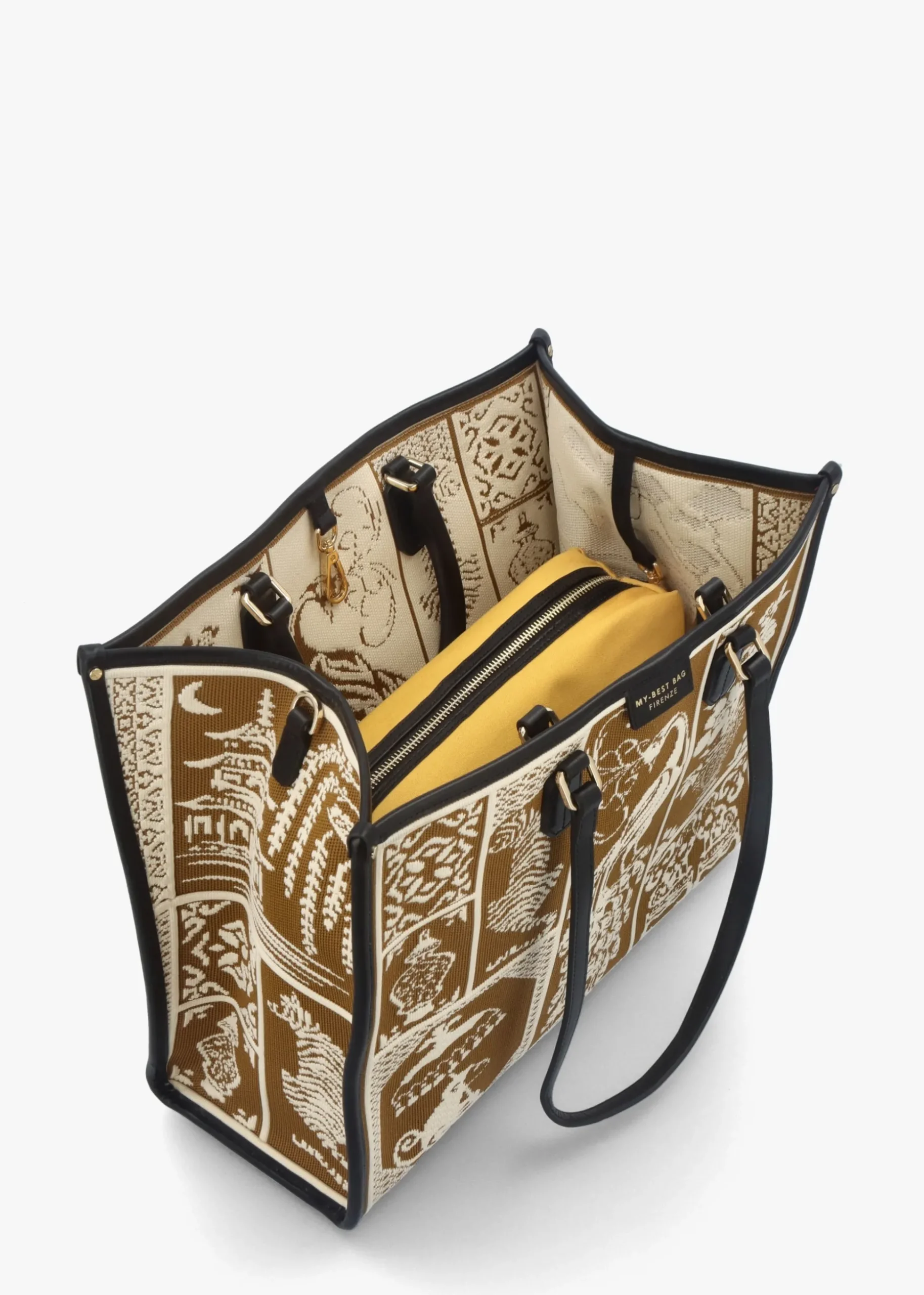 Tan Tapestry Tote Bag