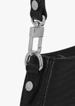 Tasha Mini Croc Embossed Black Leather Shoulder Phone Bag