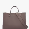 Taupe Pebbled Shopper With Pouch