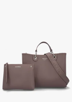 Taupe Pebbled Shopper With Pouch