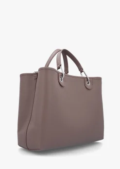 Taupe Pebbled Shopper With Pouch
