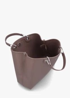 Taupe Pebbled Shopper With Pouch