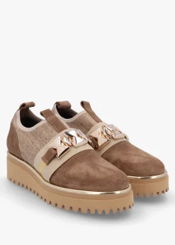 Taupe Suede Adorned Trouser Shoes