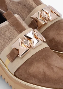 Taupe Suede Adorned Trouser Shoes