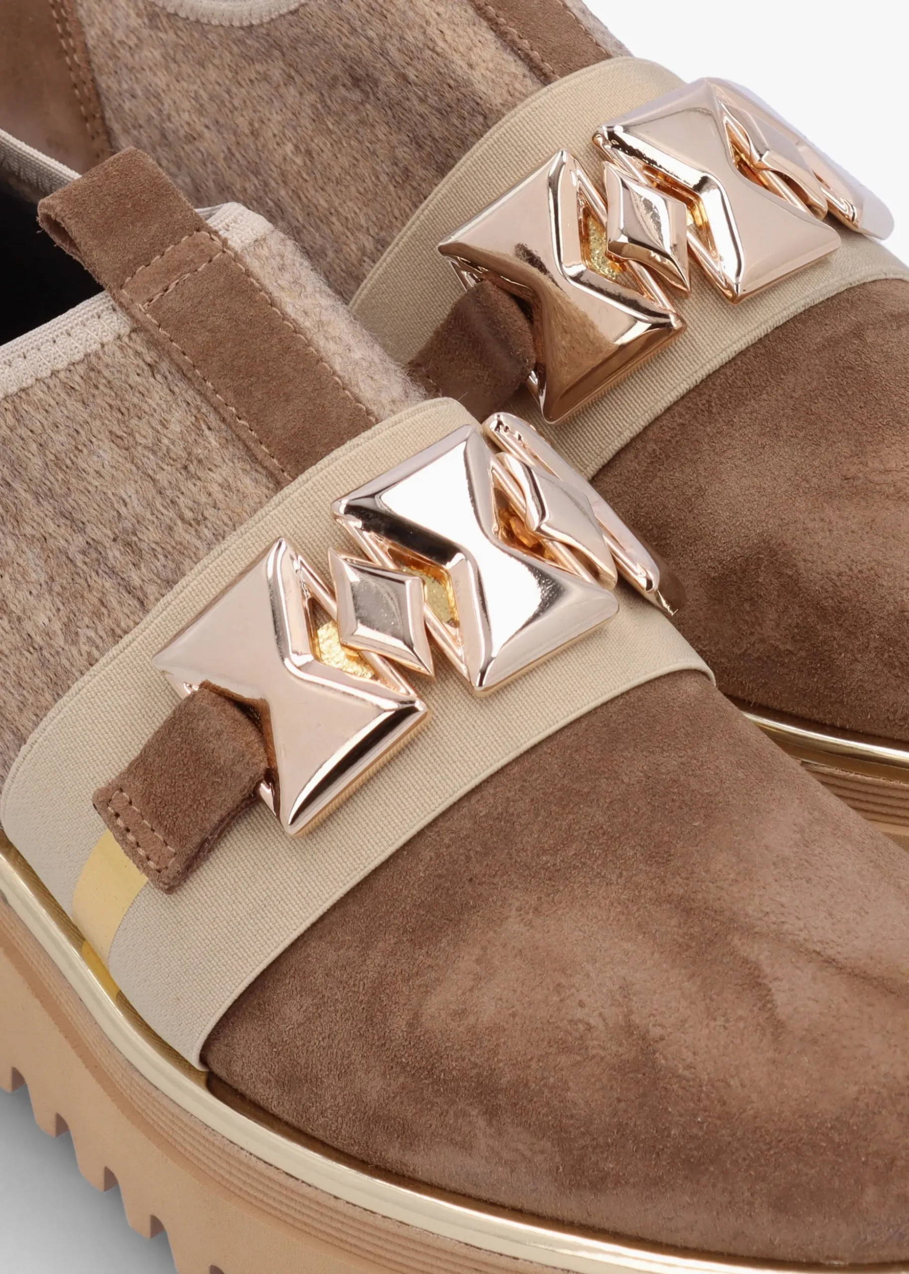 Taupe Suede Adorned Trouser Shoes