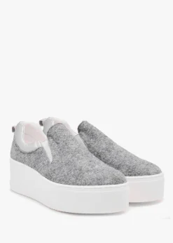Teltro Grey Felt Flatform Slip On Trainers