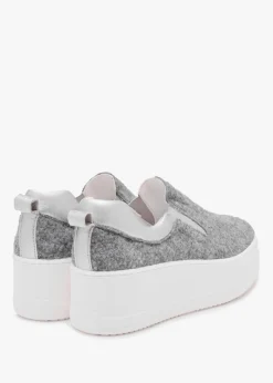 Teltro Grey Felt Flatform Slip On Trainers