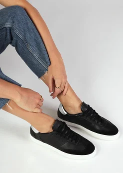 Thamby Black Leather Low Profile Trainers