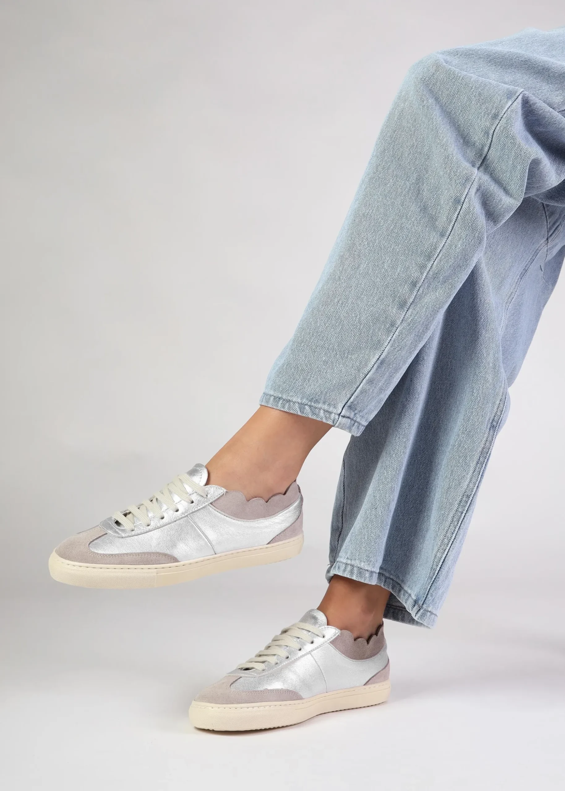 Thascal Silver Leather Low Profile Trainers