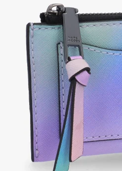 The Airbrush Utility Snapshot Top Zip Blue Multi Leather Wallet