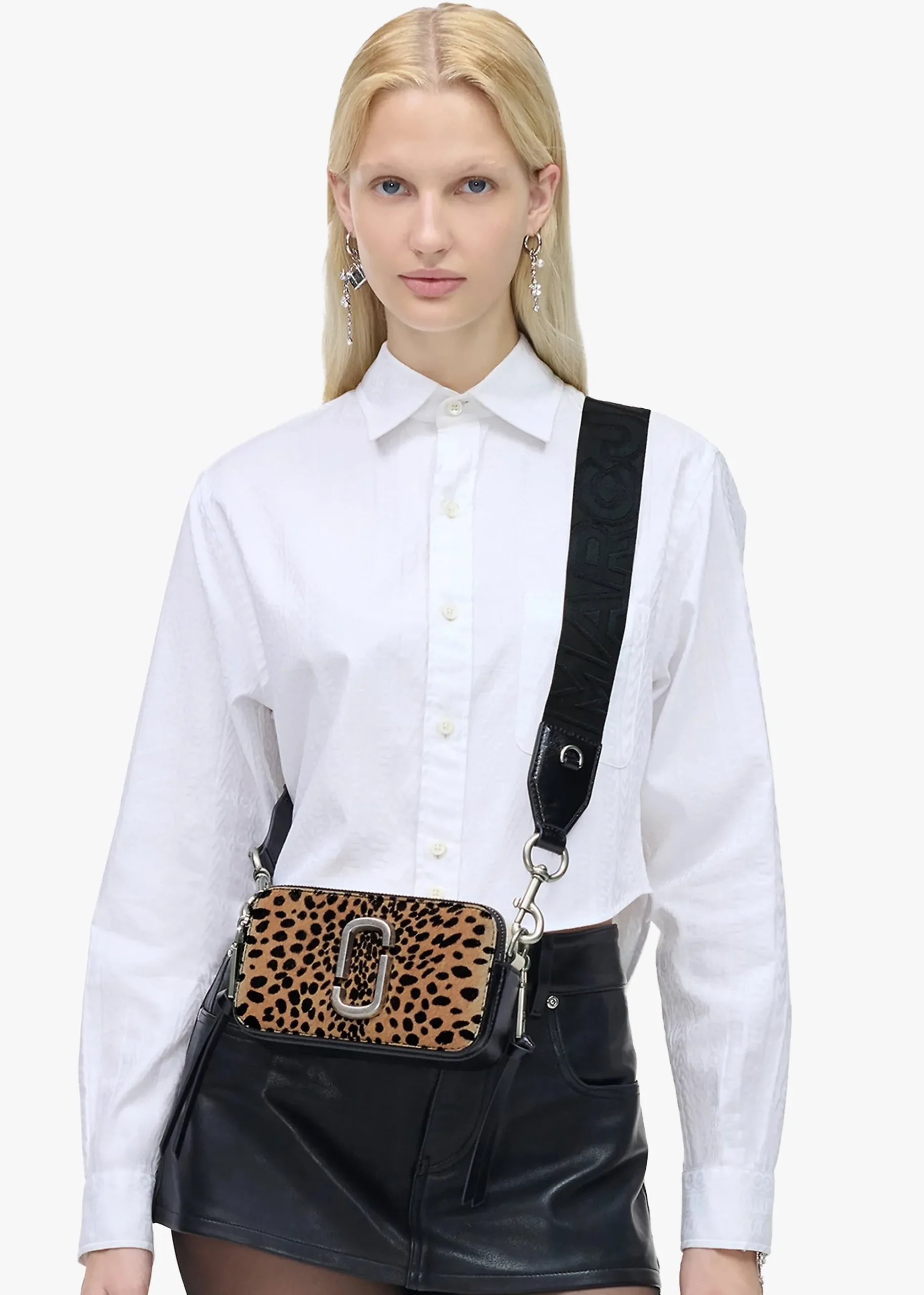 The Cheetah Haircalf Snapshot Black Multi Leather Camera Bag