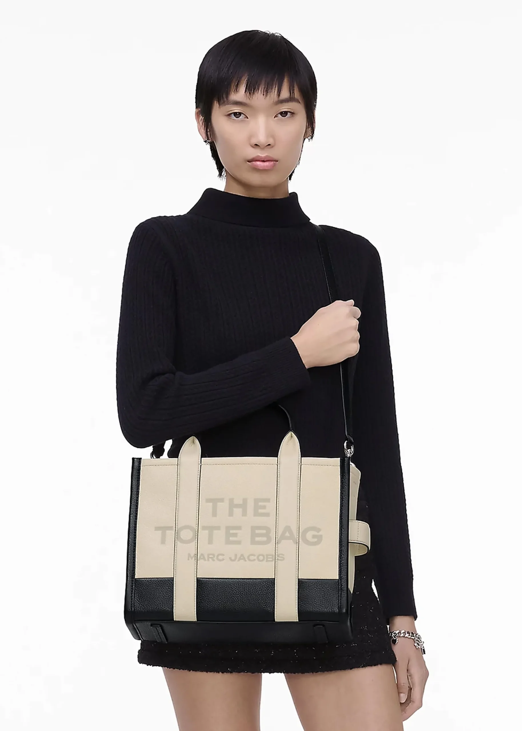 The Colourblock Small Ivory Multi Leather Tote Bag