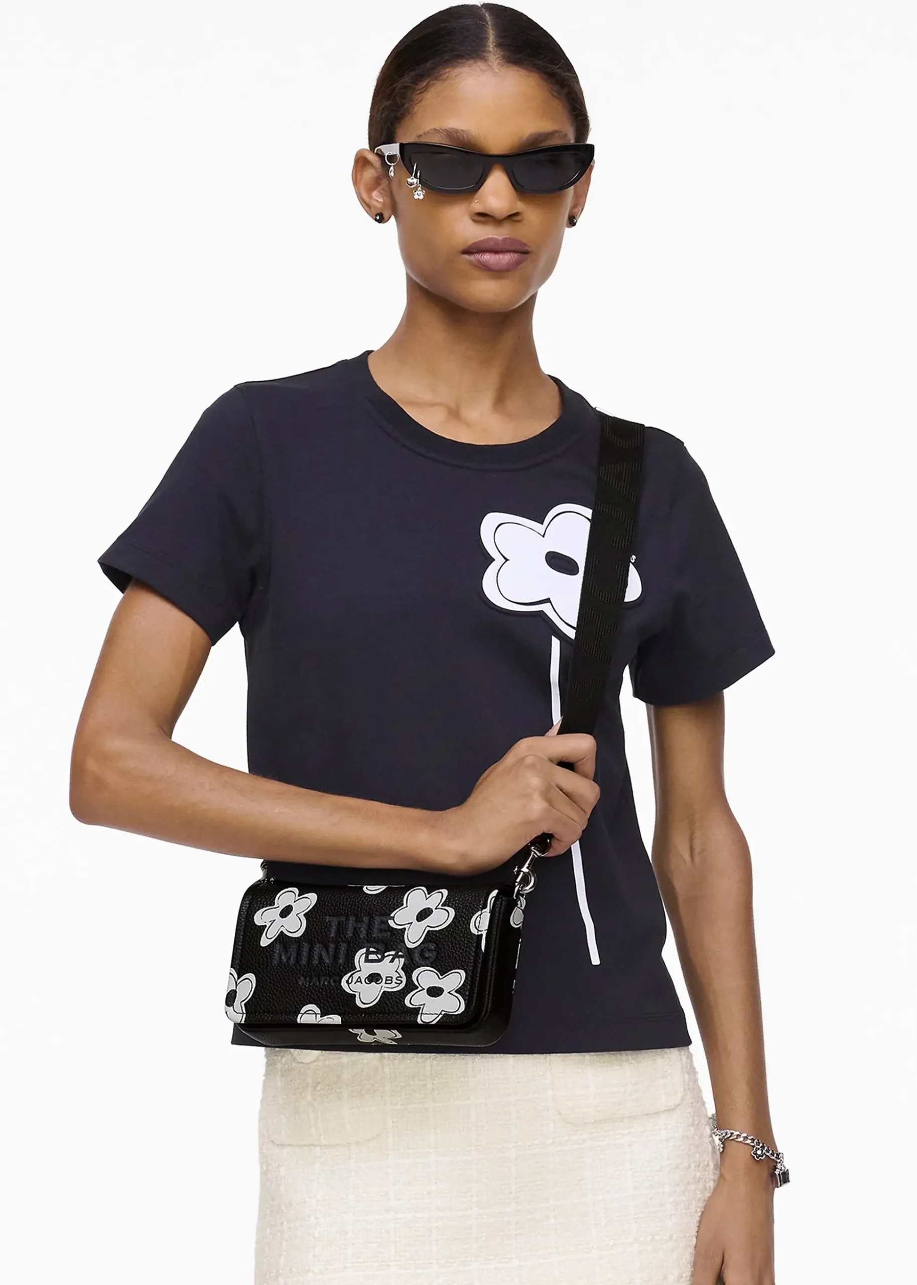 The Daisy Mini Black White Leather Cross-Body Bag