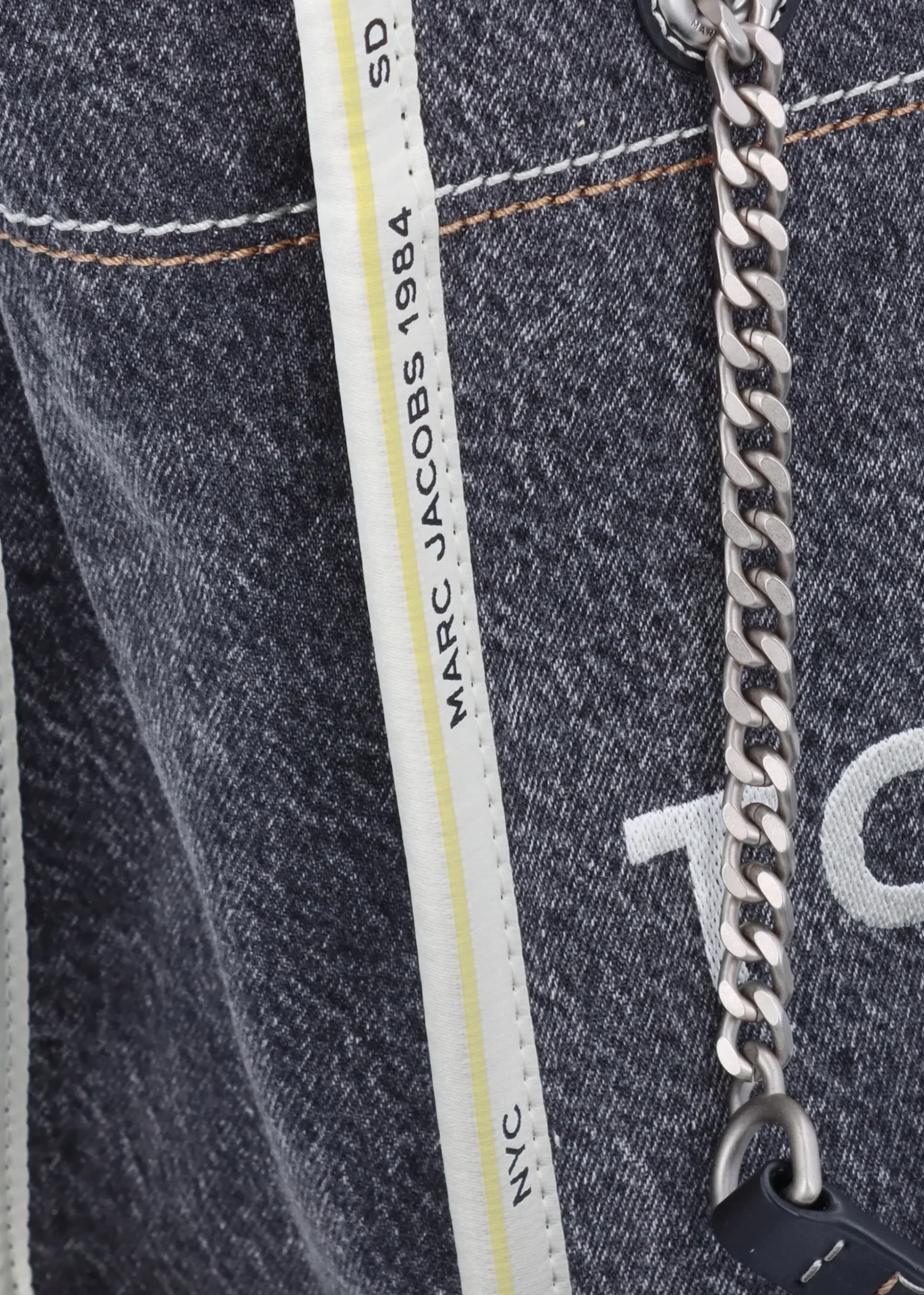 The Denim Chain Medium Black Wash Tote Bag