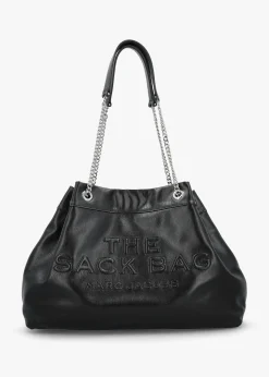 The Large Black Leather Chain Sack Bag