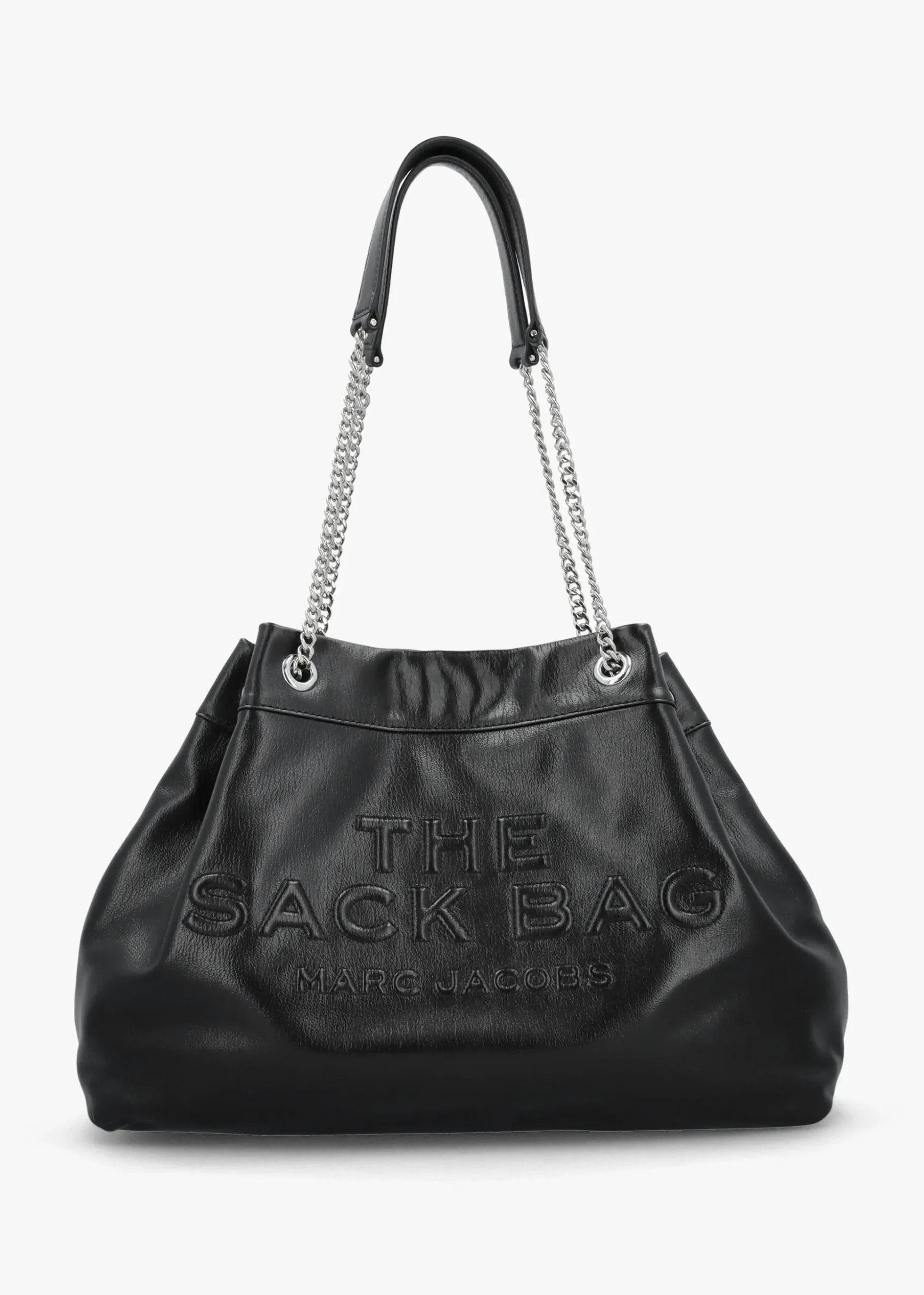 The Large Black Leather Chain Sack Bag