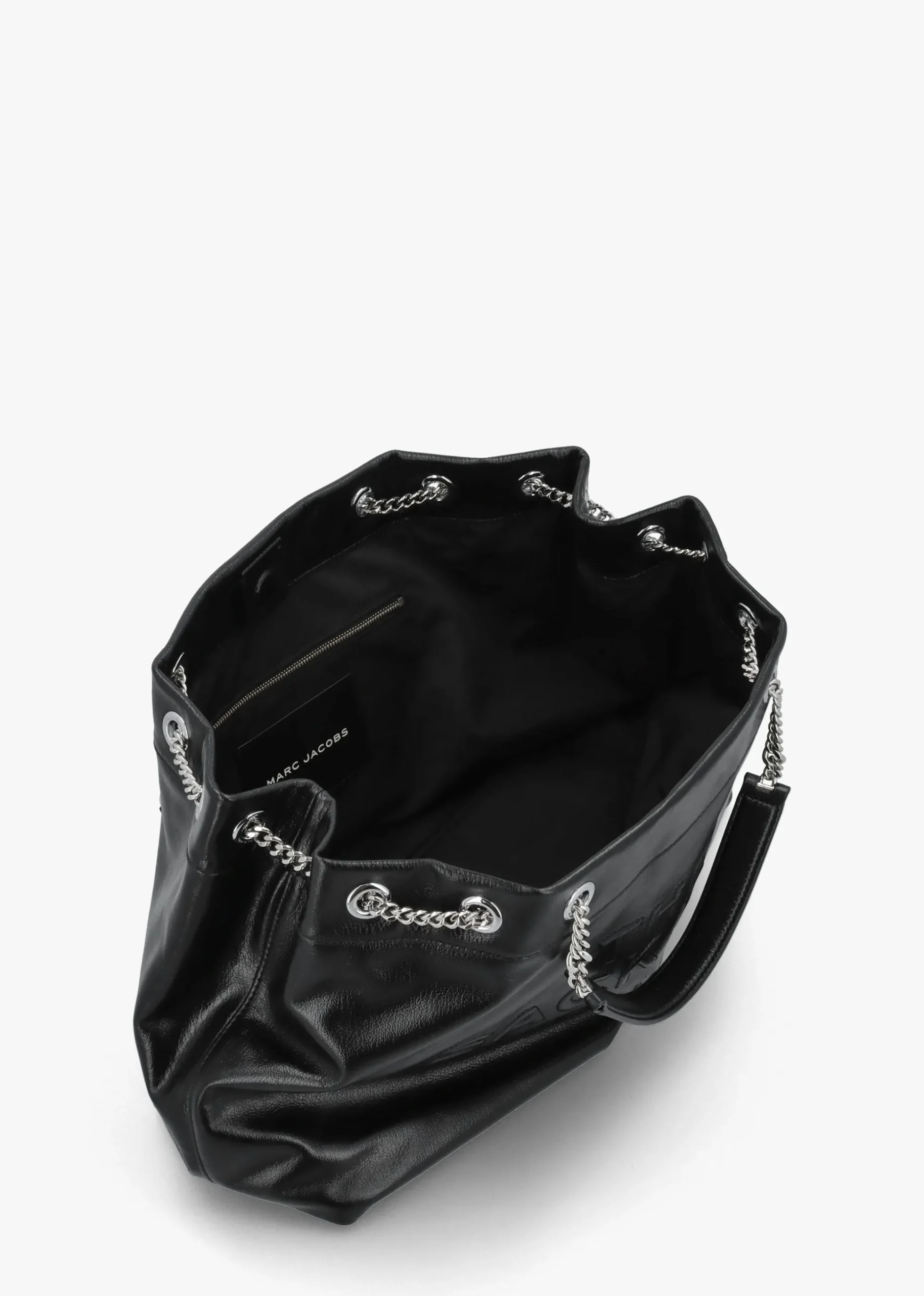 The Large Black Leather Chain Sack Bag