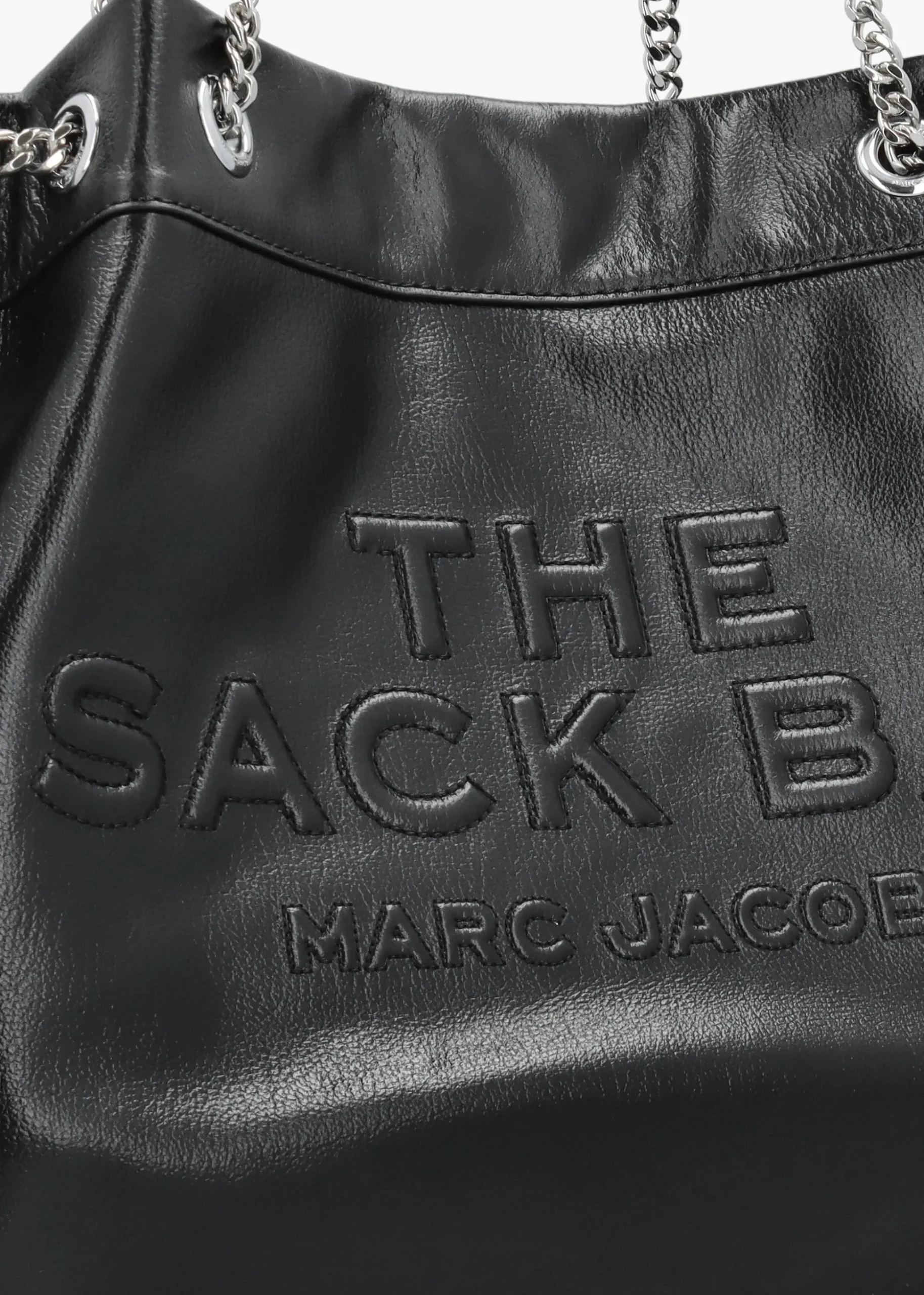 The Large Black Leather Chain Sack Bag