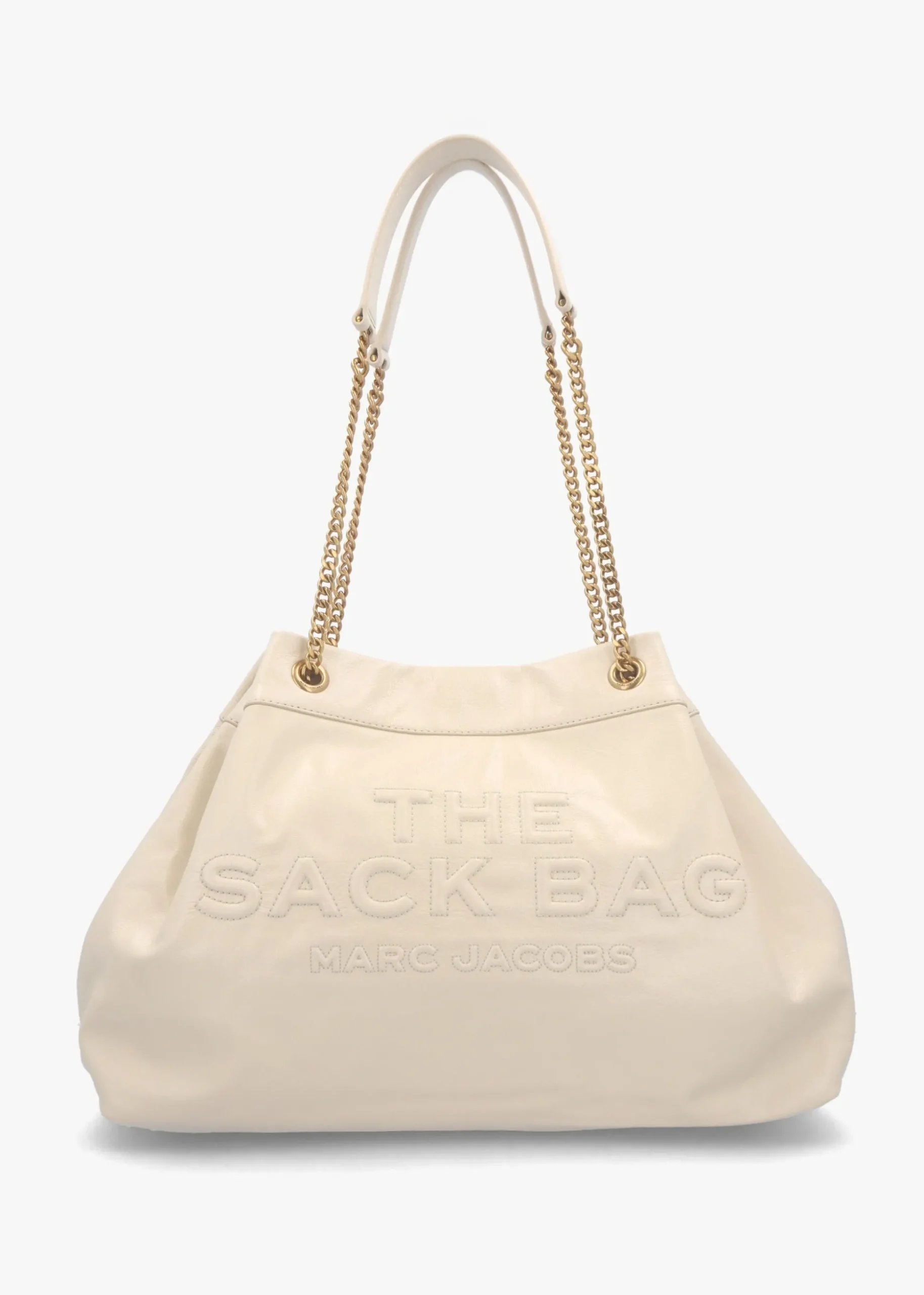 The Large Cloud White Leather Chain Sack Bag