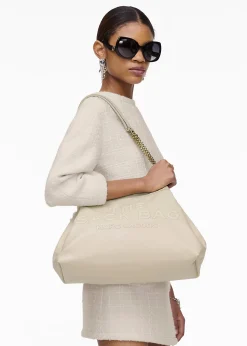 The Large Cloud White Leather Chain Sack Bag