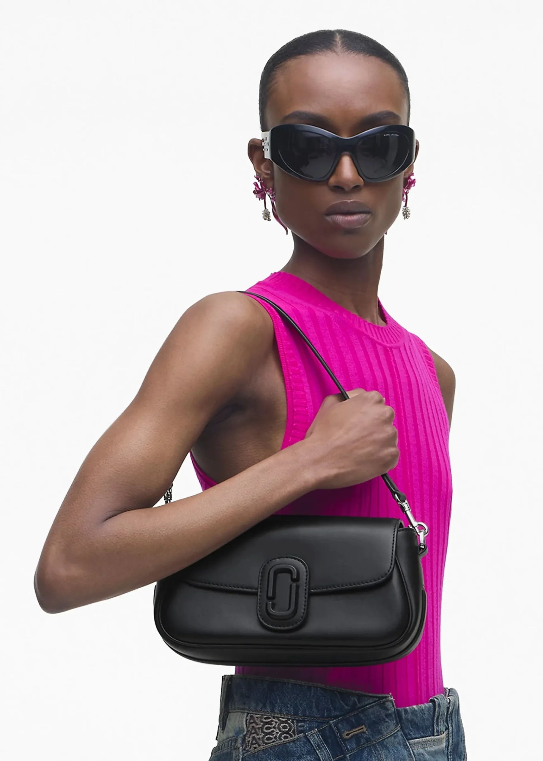 The Large Clover Black Leather Shoulder Bag