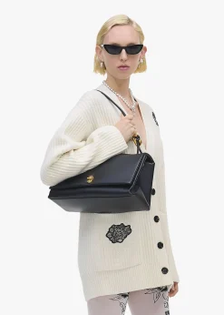 The Large Dual Black Leather Shoulder Bag