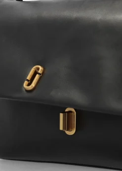 The Large Dual Black Leather Shoulder Bag