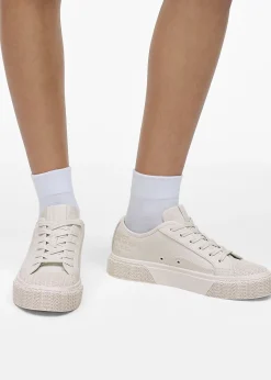 The Leather Cotton White Trainers