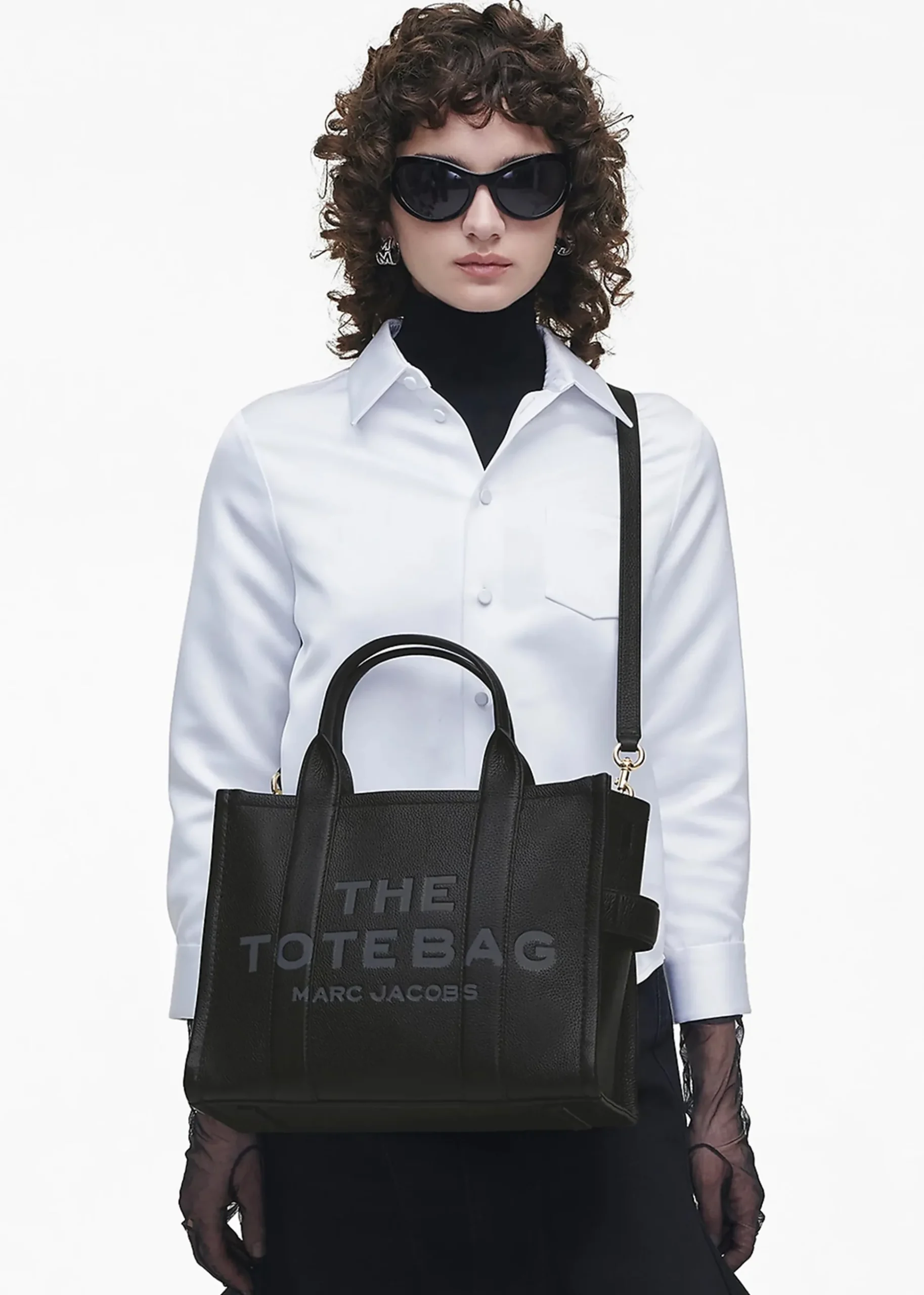 The Leather Medium Black Tote Bag