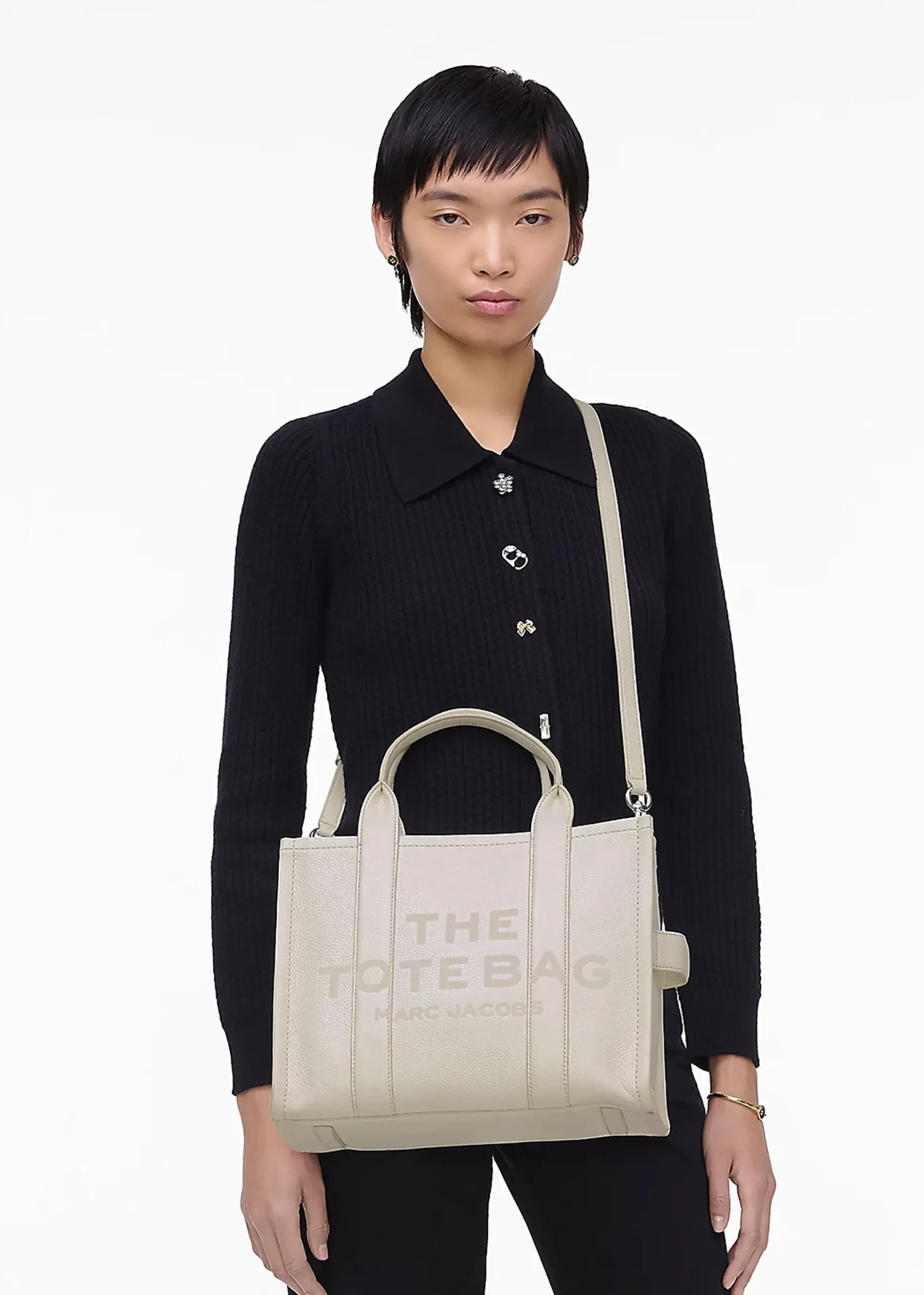 The Leather Medium Cotton Silver Tote Bag