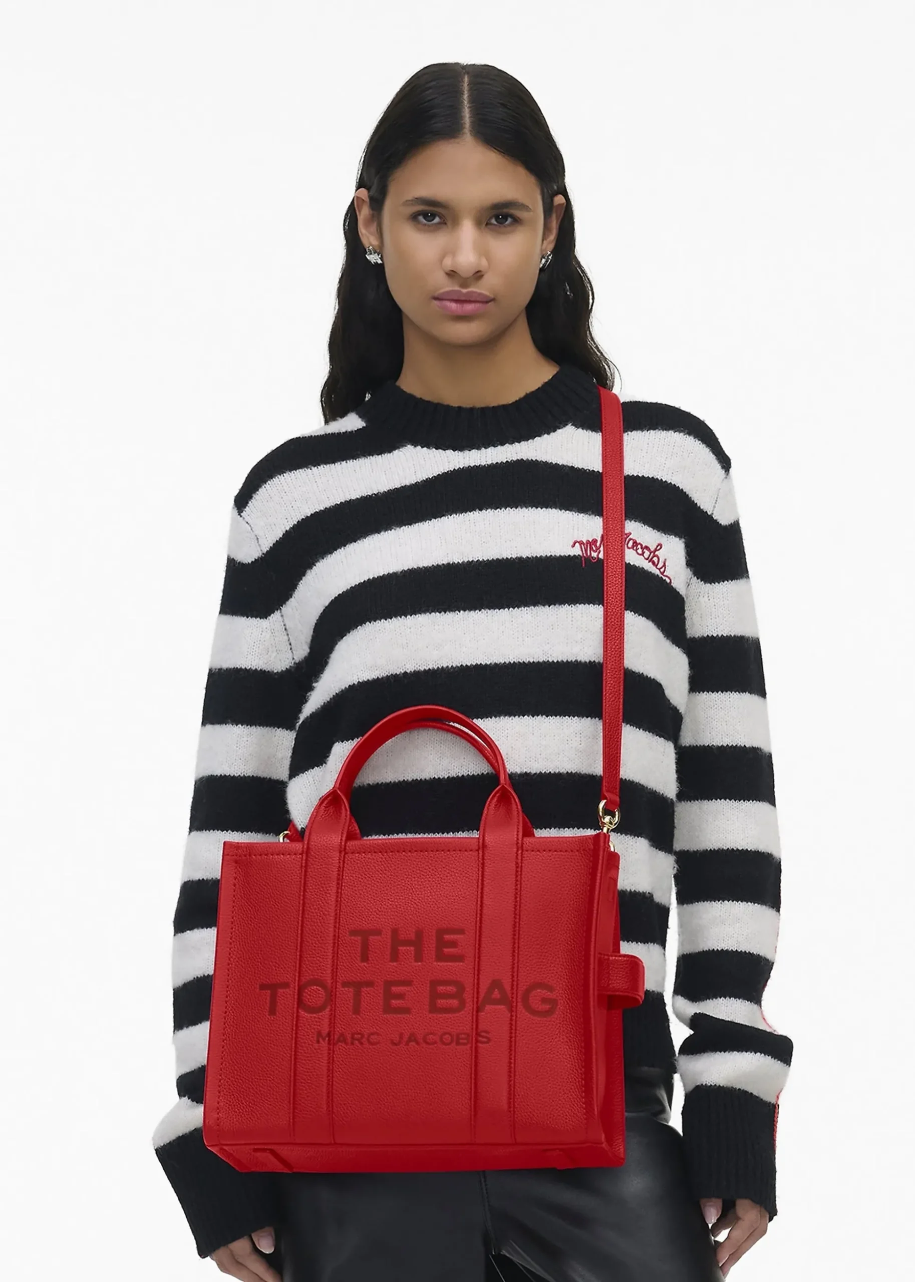 The Leather Medium True Red Tote Bag