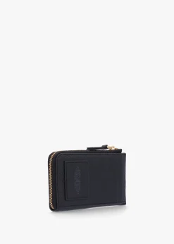 The Leather Top Zip Black Multi Wallet