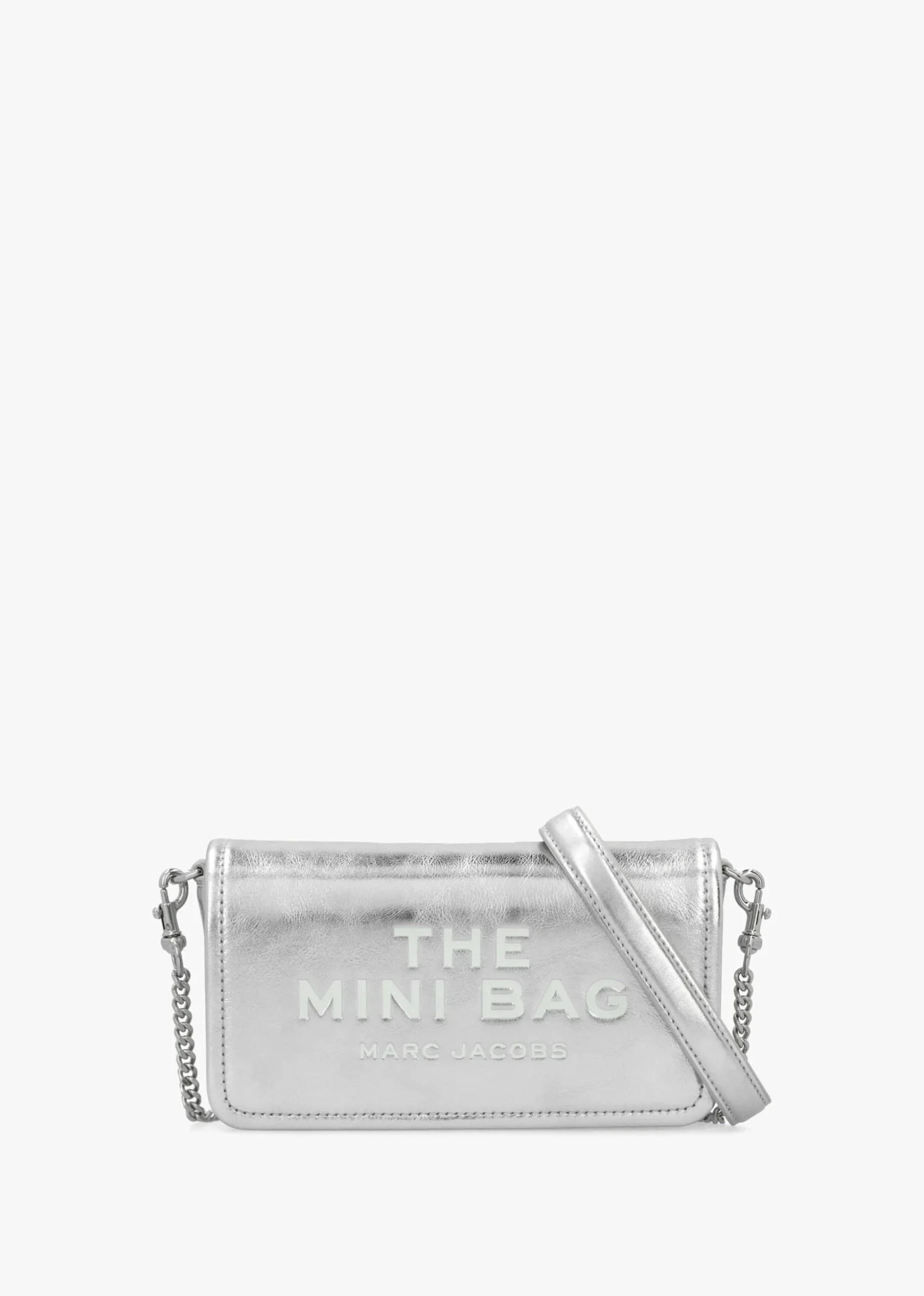 The Metallic Leather Chain Silver Mini Cross-Body Bag