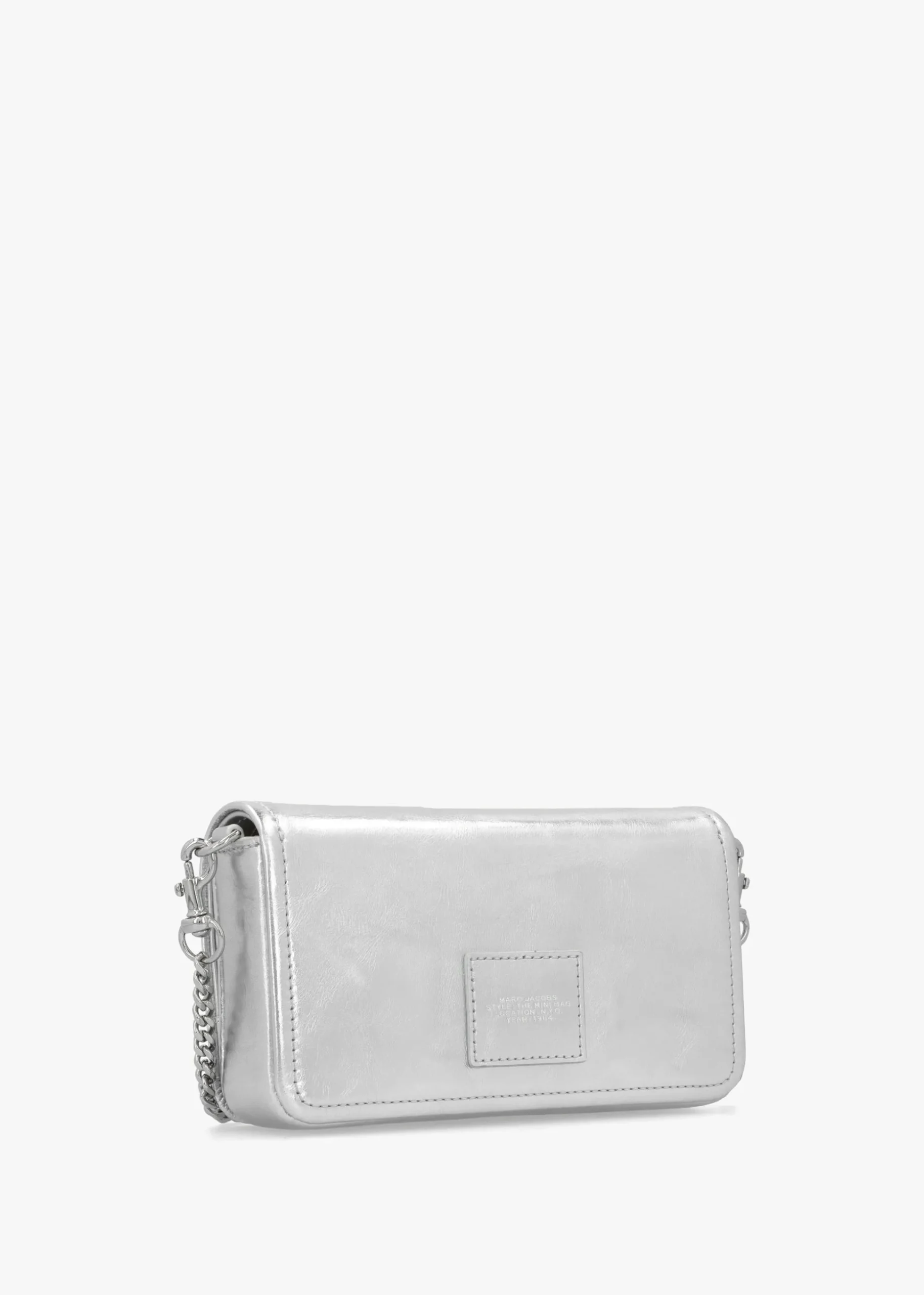 The Metallic Leather Chain Silver Mini Cross-Body Bag