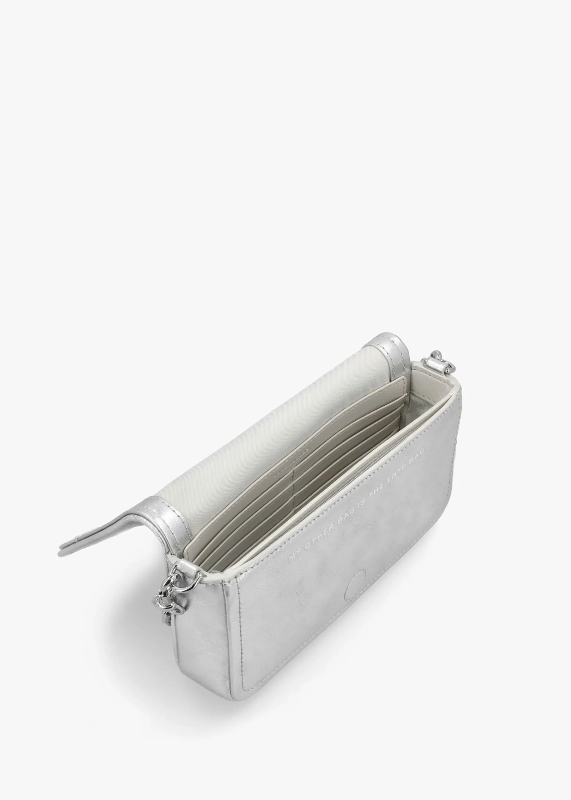 The Metallic Leather Chain Silver Mini Cross-Body Bag