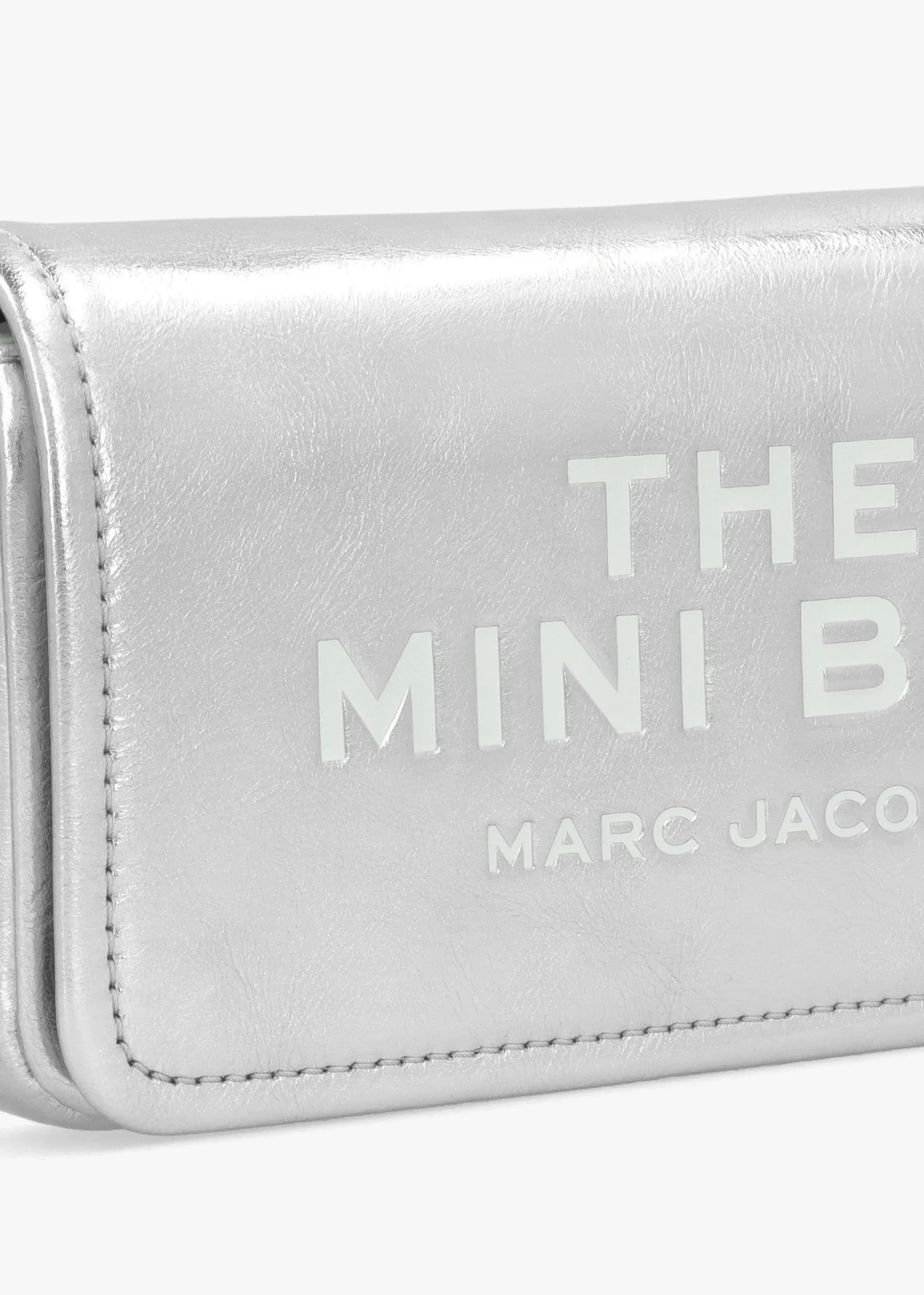 The Metallic Leather Chain Silver Mini Cross-Body Bag