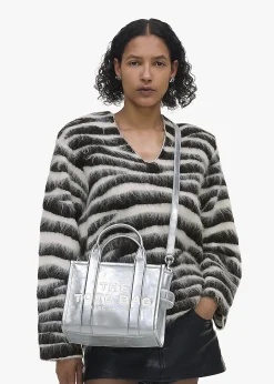 The Metallic Leather Silver Cross-Body Tote Bag