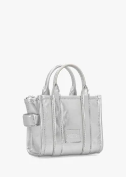 The Metallic Leather Silver Cross-Body Tote Bag