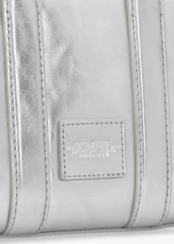 The Metallic Leather Silver Cross-Body Tote Bag