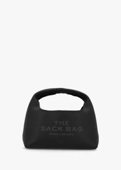 The Mini Tonal Black Leather Sack Bag