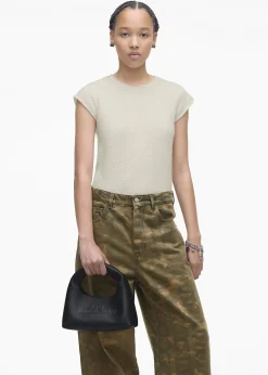 The Mini Tonal Black Leather Sack Bag