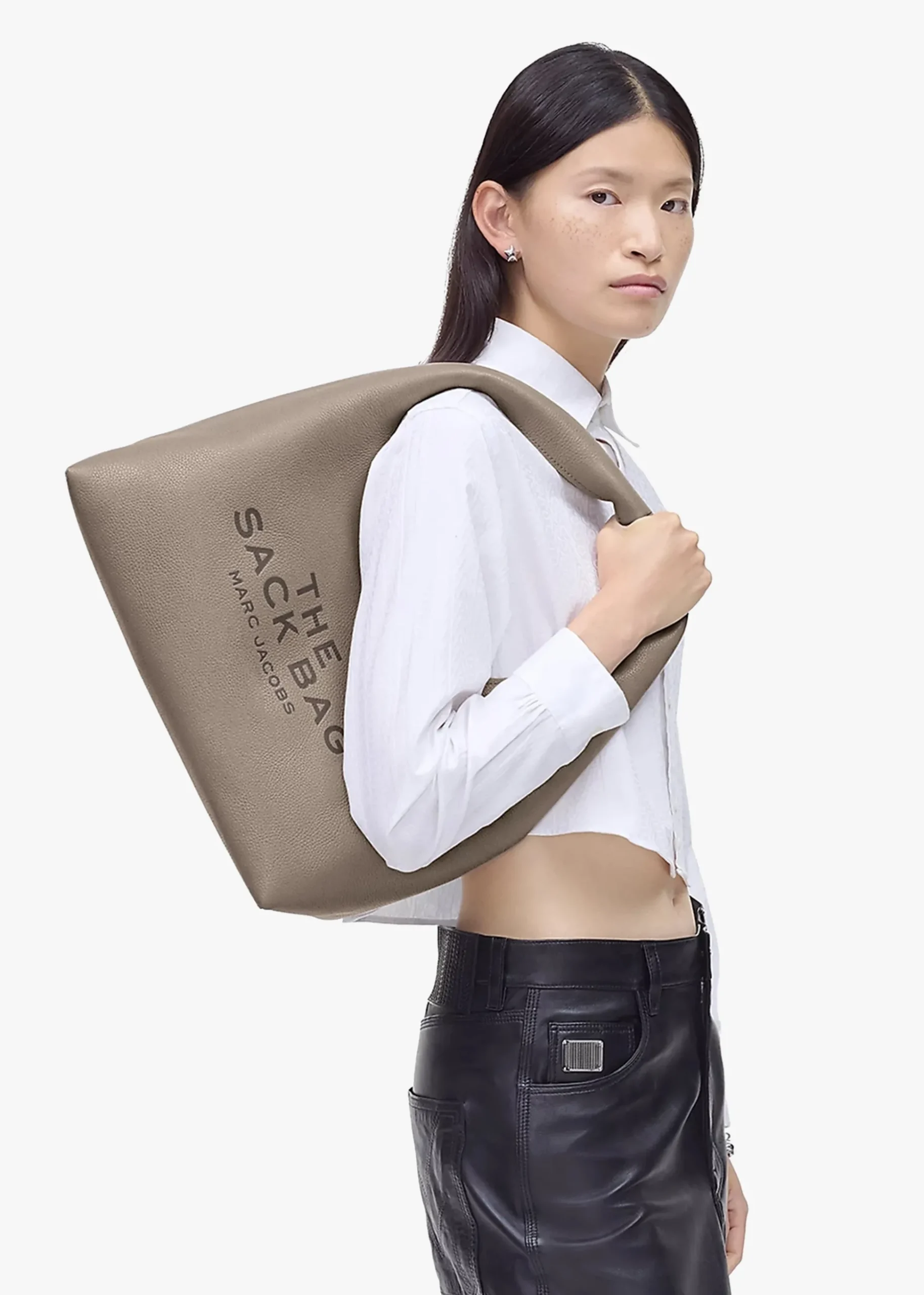 The Sack Large Cement Leather Shoulder Bag
