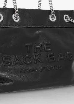 The Small Black Leather Chain Sack Bag