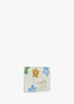 The Wild Daisy White Multi Leather Card Case