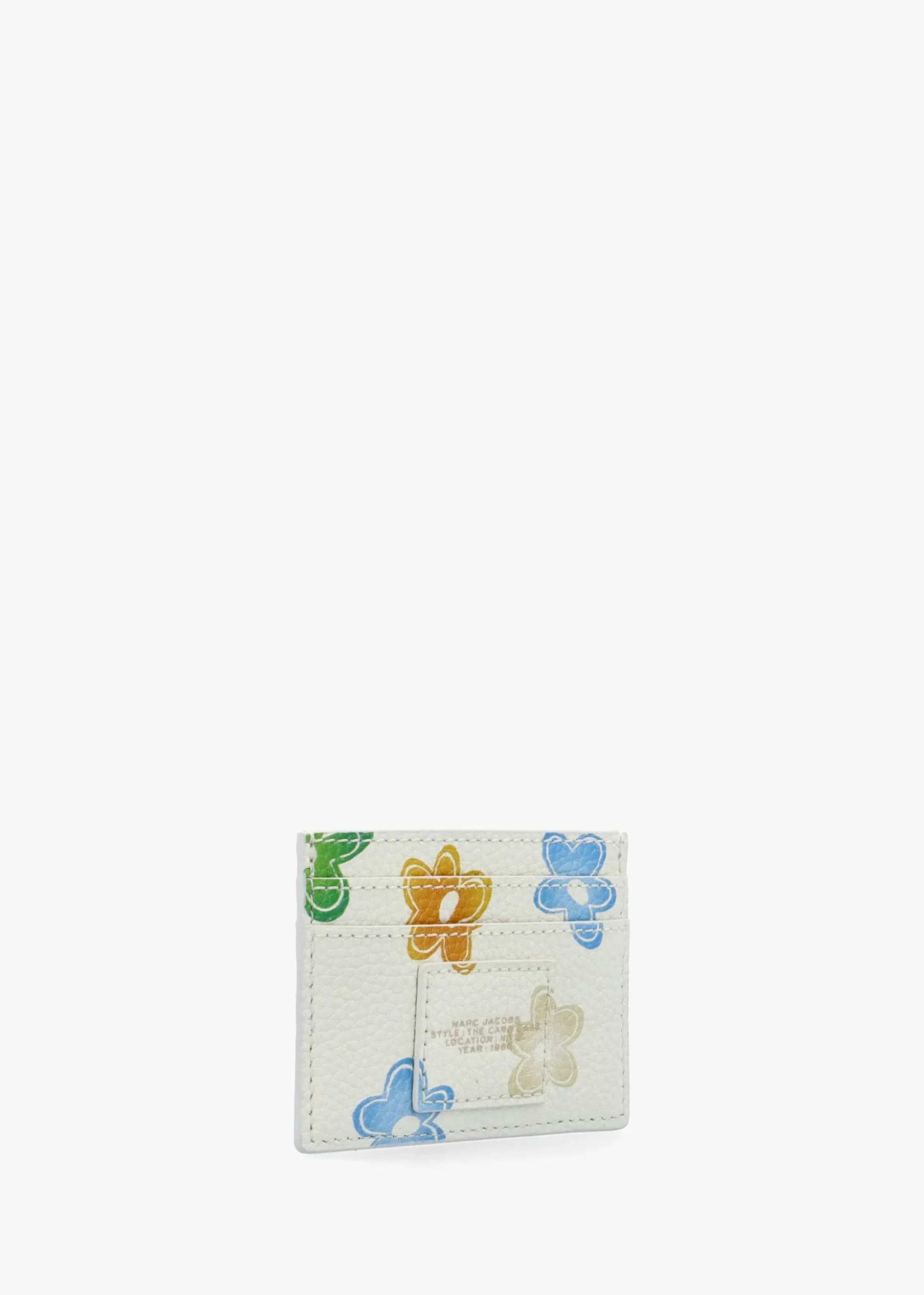 The Wild Daisy White Multi Leather Card Case