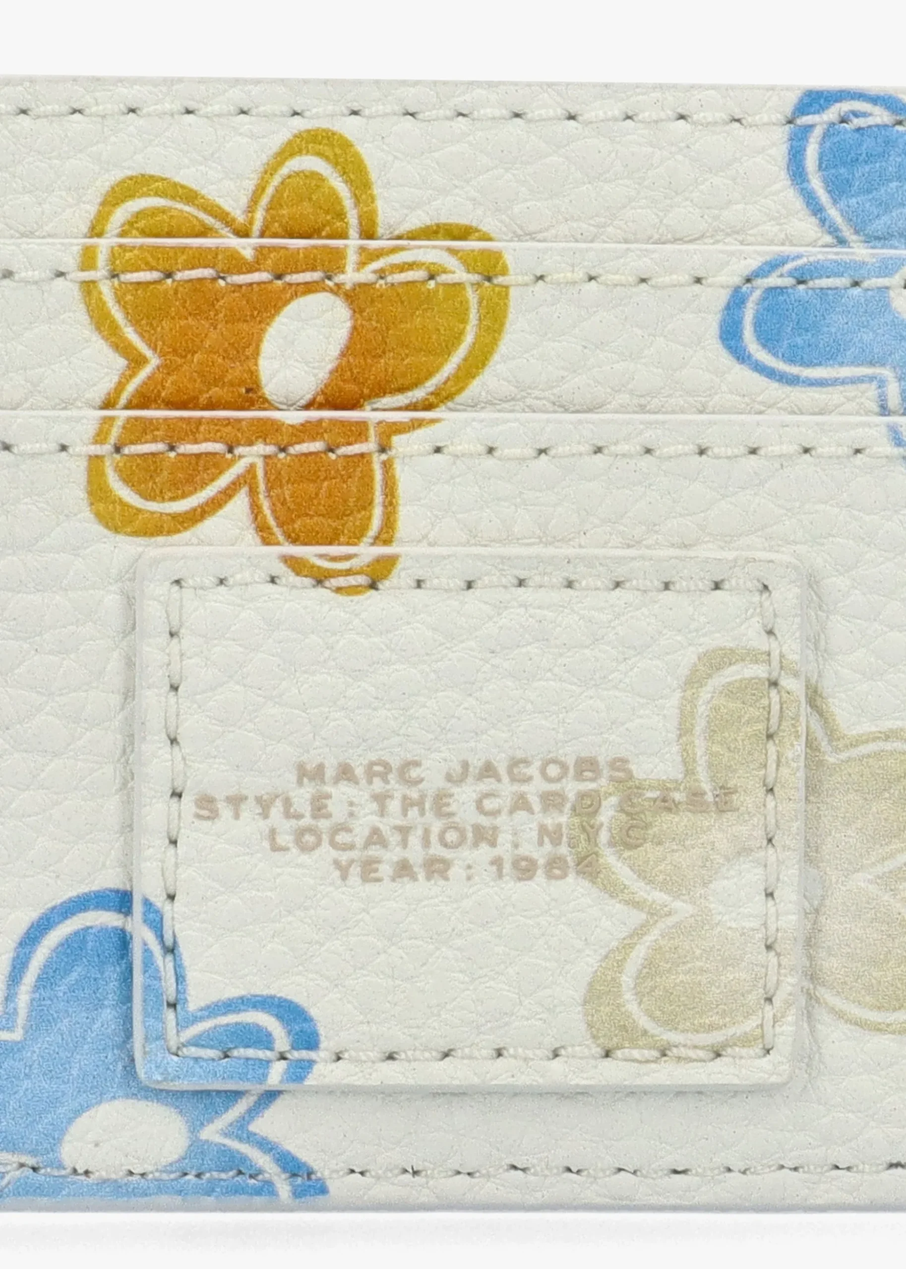 The Wild Daisy White Multi Leather Card Case