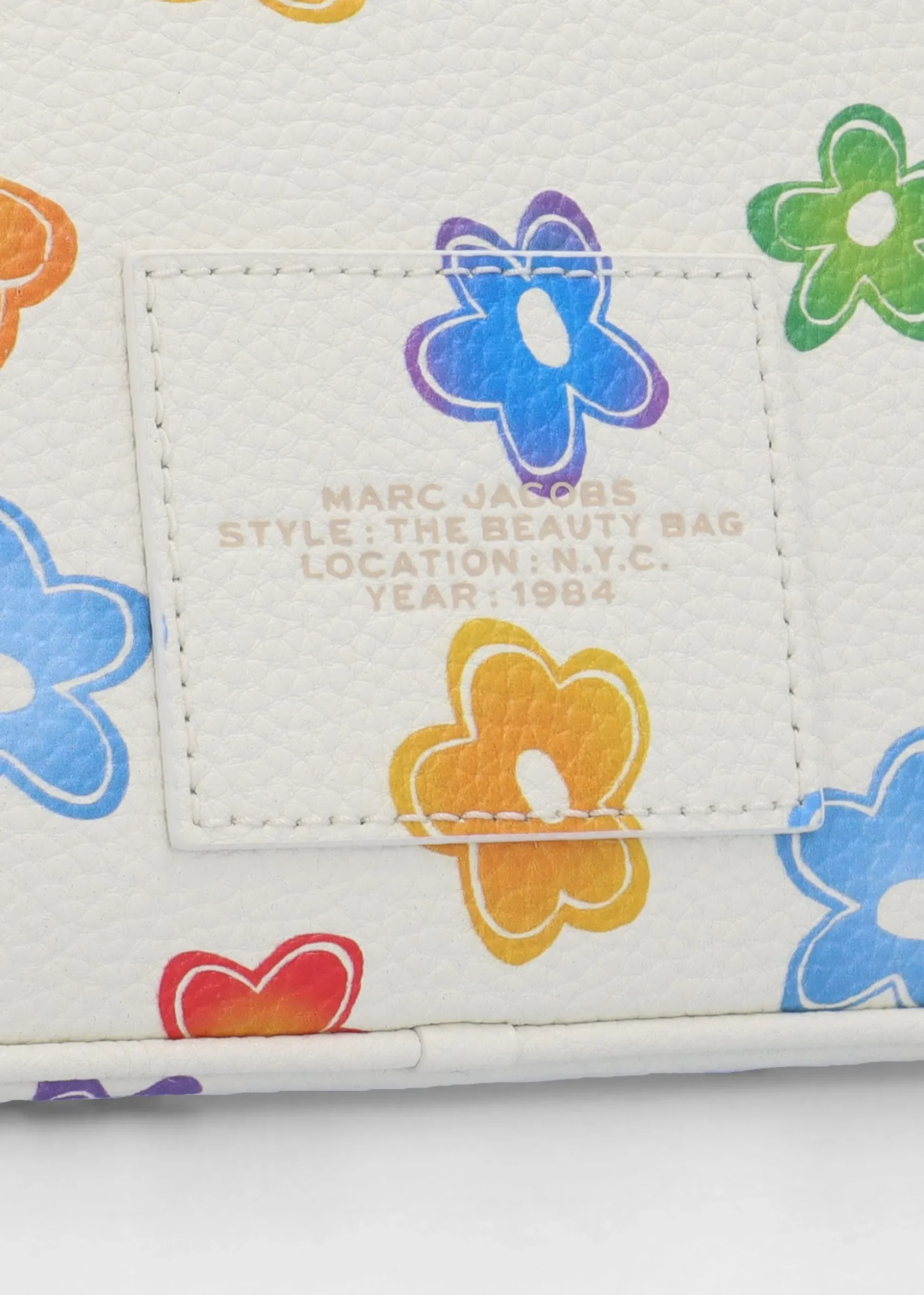 The Wild Daisy White Multi Leather Beauty Bag